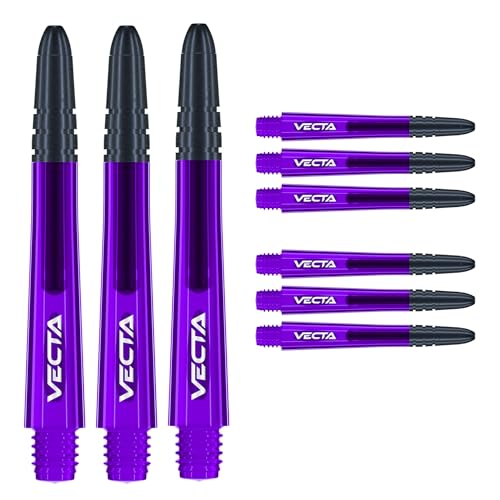 WINMAU Dart Shaft - Vecta Blade360 Polycarbonate Dart Stems - 1 Set per pack (3 darts Shafts in total) - Professional Darts Accessories - Purple & Black Medium Shafts