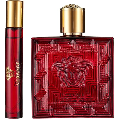 Image of Versace Eros Flame 3-Piece Gift Set for Men, (3.4 Oz Eau De Parfum Spray + 0.34 Oz Eau De Parfum Spray + Bag)
