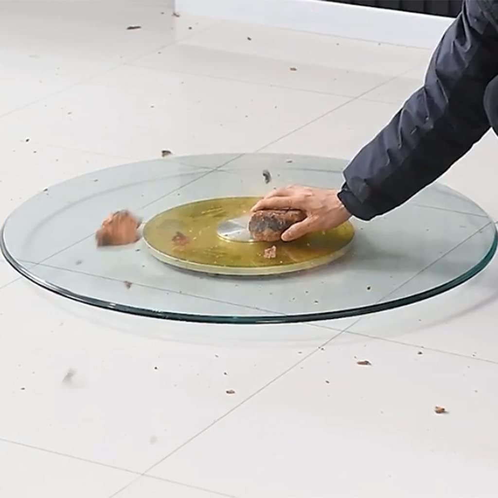 The Dragon and The Phoenix Rotating Turntable Tempered Glass Dining Table Lazy Susan Water Tempered Siamese Base Turntable (No Installation Required)