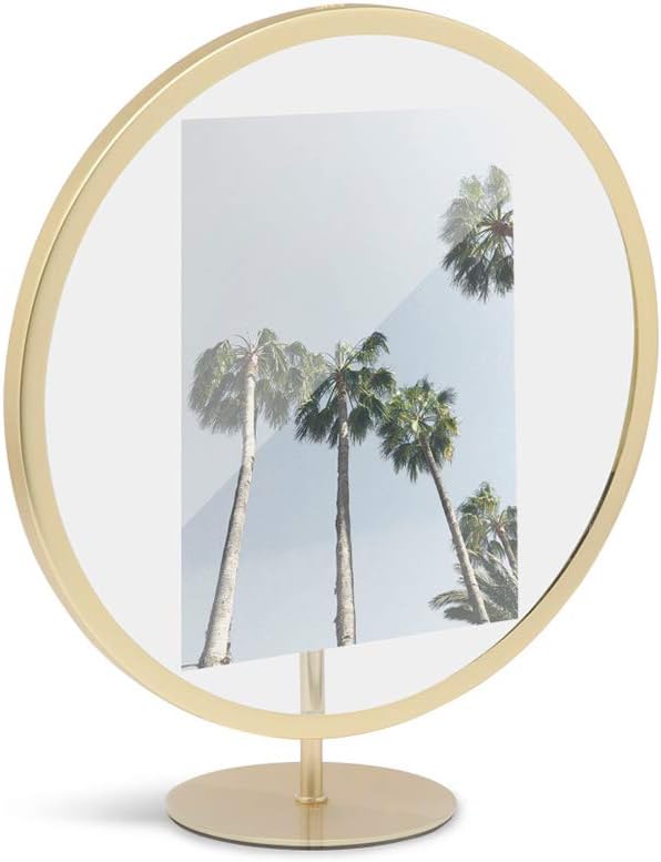 Umbra Infinity Picture Frame, Unique Circular Photo Frame for Desk or Wall, Brass, Umbra Infinity Picture Frame, Unique Circular Photo Display for Desk or Wall, Floats 5x7 photo, Brass, 5 x 7