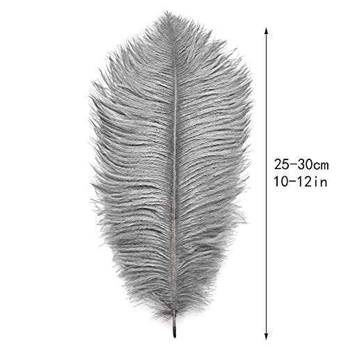 image for Ballinger Natural Gray Ostrich Feathers - 24pcs 10-12inch for Wedding 