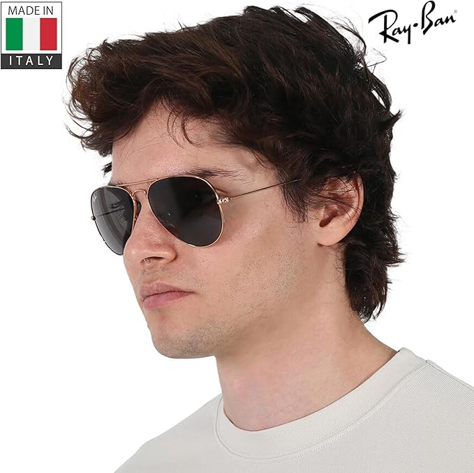 Image of Ray-Ban RB3025 AVIATOR LARGE METAL Pilot Shape Sunglasses for Men & Women with Official Eyewear Kit