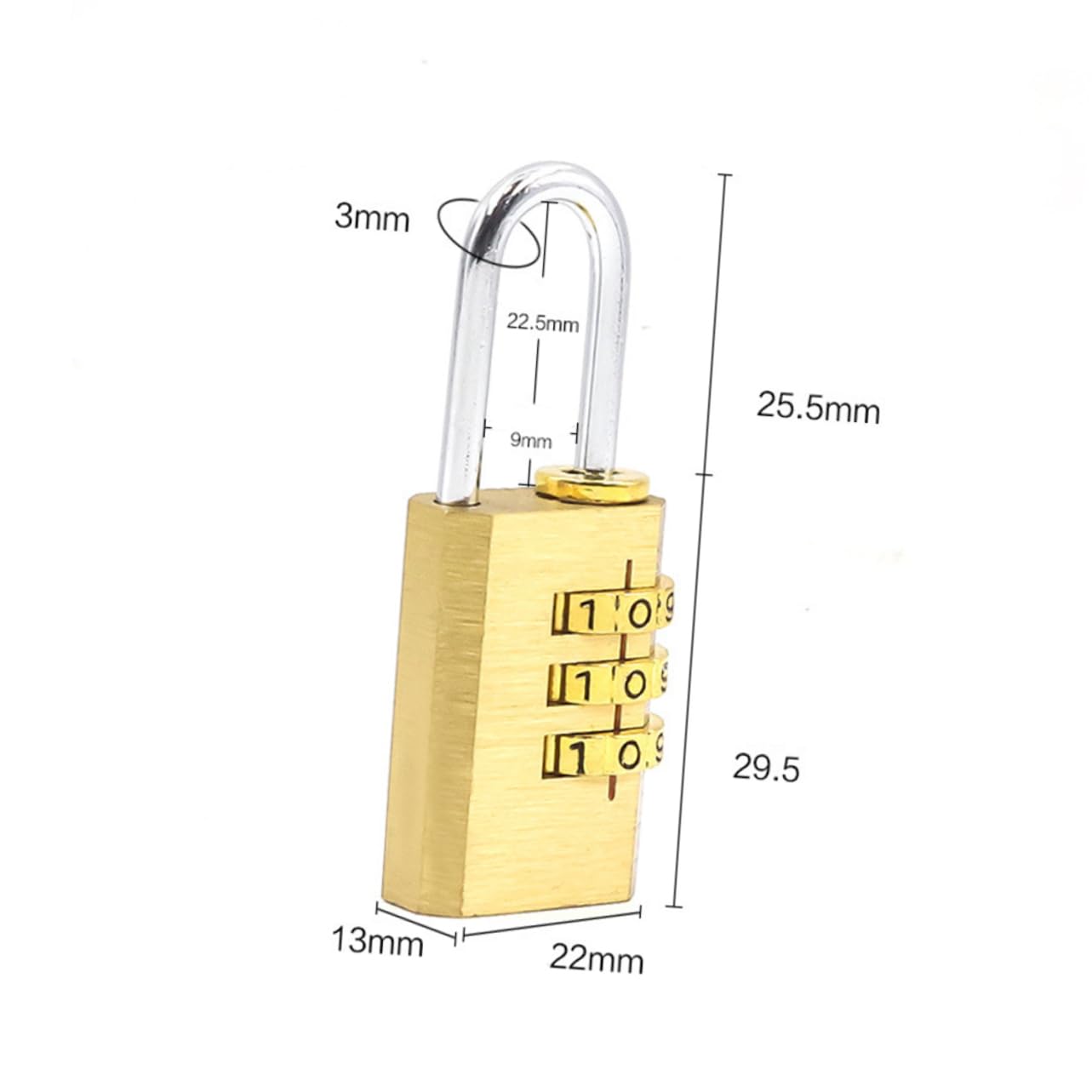 6piezas Candado Digital De Combinación Dígitos De Aleación De Zinc Para Equipaje Maletas y Armarios Seguridad y Protección Color Latón