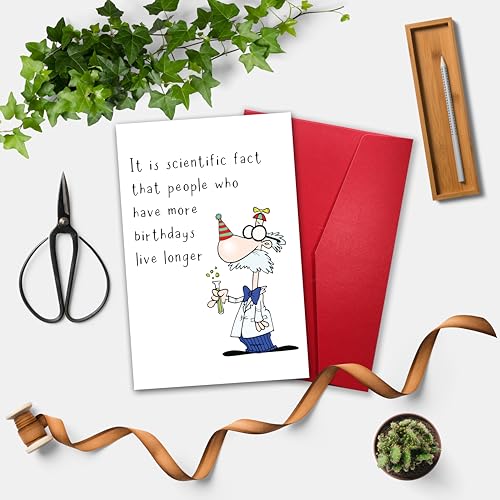 Image of Funny Birthday Card for Old People - 'More Birthdays Live Longer' Humorous Greeting Card for Men Women, Senior Citizen Gifts, Sarcastic Age Jokes for Him Her
