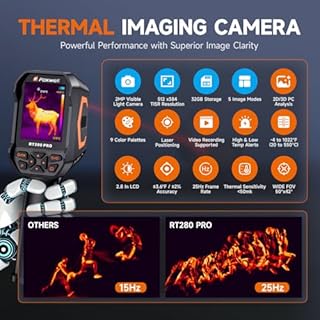 FOXWELL RT280 PRO Thermal Camera 640x480 Imaging Resolution, Dual-Camera Thermal Imaging Camera with 2MP Visual Camera, 512x384 TISR Resolution, Infrared Cameras with Laser, PC Analysis, 32GB Storage