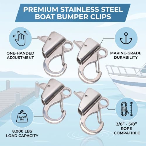 Clips de guardabarros para barco ajustables para cuerdas de defensa de yates 2
