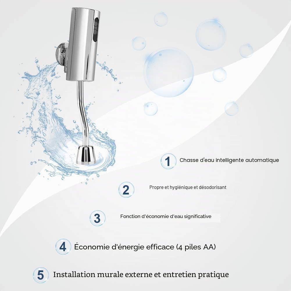 Valve de chasse d’urinoir à induction automatique avec capteur intelligent, robinet sans contact mural pour toilette publique homme, économie d’eau et hygiène renforcée
