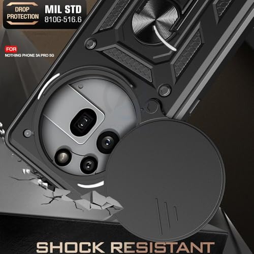 Image of AIBEX Back Cover for Nothing Phone 3(a) Pro 5G | D10 Tough Armor Case | Sliding Camera Shield | 360 Protection | Kickstand Ring Holder | Military-Grade Shockproof Bumper Case