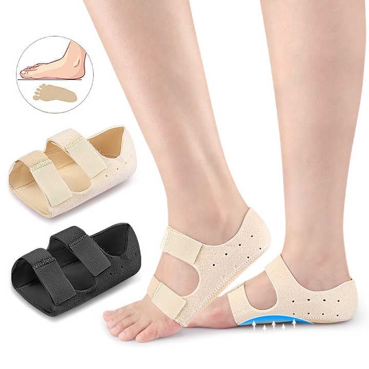 Image of Silicone Gel Heel Protectors Velcro Heel Pad for Pain Relief, Plantar Fasciitis, Arch Support for Flat Feet For Men and Women (Skin)