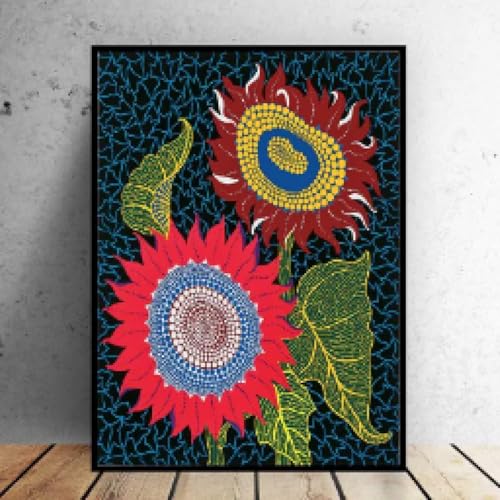 Peinture sur toile violette Kusama tableau mural salon maison 50x70