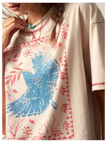 Women's Graphic Boho Short Sleeve Tee Tops Crewneck Loose Fit T Shirts Streetwear2