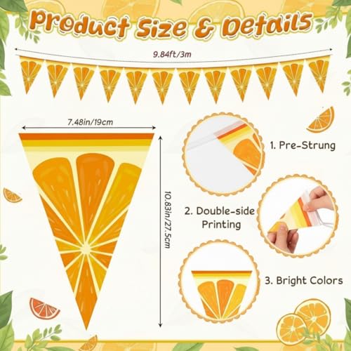 Image of Gersoniel 5 Pcs Orange Party Decorations Citrus Pennant Banner