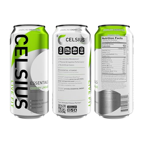Celsius 2286672 Essentials, Sparkling Cherry Limeade, Performance Energy Drink 16 Fl Oz thumb #1
