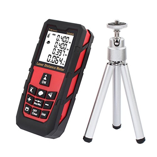 DMiotech 131ft 40m Mini Handheld Laser Digital Distance Meter Rangefinder Measure Tape Diastimeter Red with Tripod