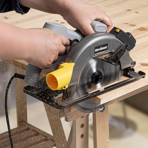 Enventor Circular Saw, 1400W 6000RPM Electric Circular Saws with Laser Guide, Max Cutting Depth 62mm (90°), 48mm (45°), Saw Blades(185mm, 24T), Pure Copper Motor, Ideal for Wood Cutting Corded 8 Enventor Circular Saw, 1400W 6000RPM Electric Circular Saws with Laser Guide, Max Cutting Depth 62mm (90°), 48mm (45°), Saw Blades(185mm, 24T), Pure Copper Motor, Ideal for Wood Cutting Corded - Image 8
