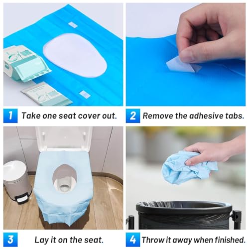 50 Pack Disposable Toilet Seat Covers - Extra Large & Waterproof - Perfect for Kids Adults & Potty Training - Individually Wrapped for Travel & Public Restrooms