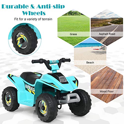 Image of HONEY JOY Ride On ATV, 6V Mini Off-Road Battery Powered Motorized Quad for Kids, Anti-Slip Wheels, RWD 4-Wheeler Electric Ride On Toy Car for Toddlers (Blue)