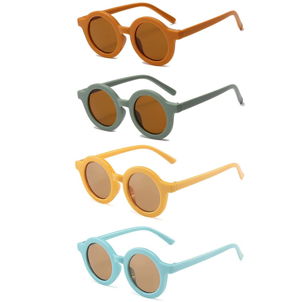 Weyying 4 Pcs Gafas de Sol Redondas para Niño y Niña, Gafas de Sol Niño UV400, Gafas de Sol Niño Marco de Plástico Suave, Gafas Infantiles con Protección UV, con Protección UV, Para Niños de 3 a 10 Años