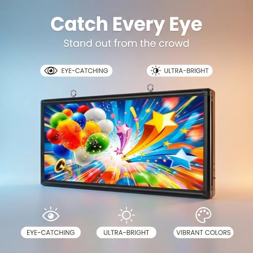 Image of P6 Programmable LED Sign 40 inchx18 inch Outdoor Digital Display Board with Custom Scrolling Text,Electronic Message Board for Business Advertising, Waterproof Marquee Ticker