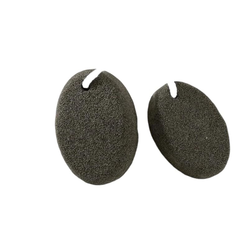 2-Pack Black Oval Pumice Stones for Feet – Natural Lava Callus & Corn Remover for Heels, Hard Skin, Pedicure Foot Exfoliation Tool