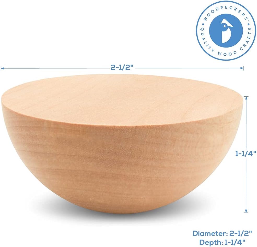 Wooden Split Balls 2-1/2 inch, Pack of 6 Wood Half Balls for Crafting and DIY Wreaths, by Woodpeckers - Image 2