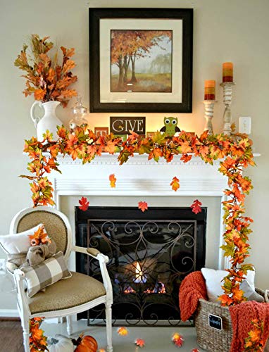 Artiflr 2 Stück Herbst-Ahornblatt-Girlande – 2 m/Stück, künstliche Laubgirlande, Herbst, hängende Herbstblätter… – Ansicht 2