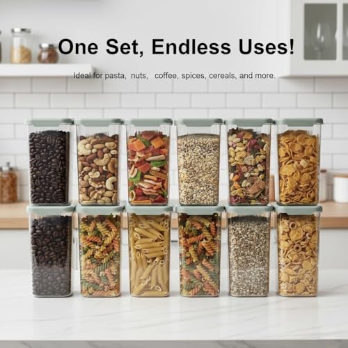 Image of Raawan Plastic Storage Containers Set for Kitchen | Leak-Proof Pantry Organizers for Grains, Pulses, Cereals, and Dry Fruits | Durable, Space-Saving Design (2, 1800)