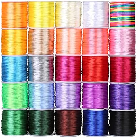 Cridoz 25 Rolls Silky Satin Cord for Bracelets, Necklaces, Macrame Crafts, Drawstring Bags - Multicolor Beading String Cover