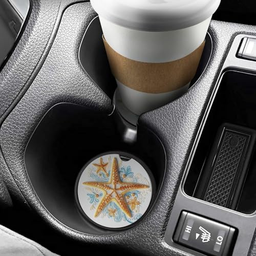 Portavasos para auto con diseño de estrella de mar, 2 unidades miniatura 6