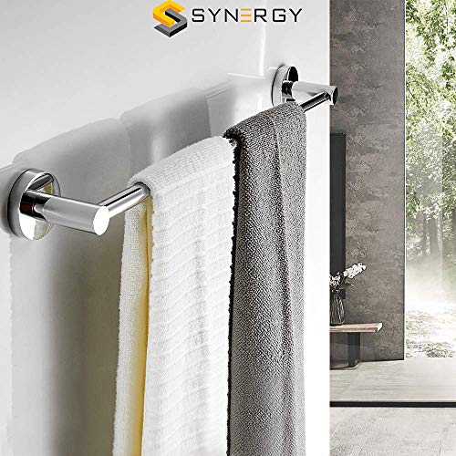 Image of SYNERGY - Premium - Stainless Steel 24 Inch Towel Rod /Towel Rods for Bathroom /Towel Bars /Hangers /Stands /Towel Holders /Bathroom Accessories (Chrome Finish) SY-TH12