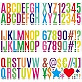 12 Sheets 200 Pcs Capital Letters Stickers, Self Adhesive Vinyl Sticky Letters and Numbers, 2.5 Inch Waterproof Uppercase Letters with Symbols for Crafts, Scrapbook, Mailbox, Car, Colourful