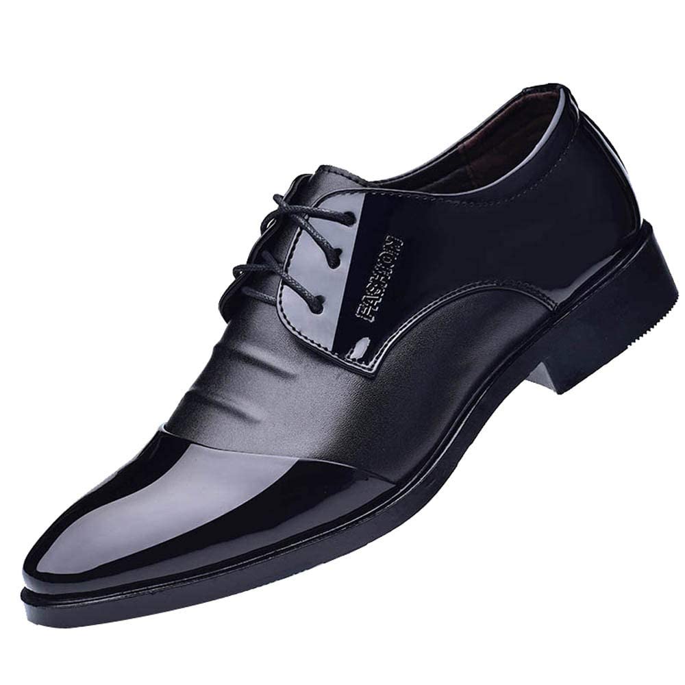 BORAMAX Mens Lace-Up Oxford Shoes Business PU Leather Shoes Casual Comfortable Dress Shoe Male Suit Shoes
