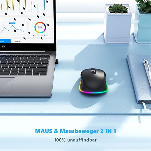 seenda Kabellose Maus LED, Wiederaufladbar Maus Kabellos mit Maus Jiggler, Leise 2.4G USB Funkmaus für Laptop, Computer Wireless Mouse Beleuchtet DPI 2000 für PC, Windows, MAC OS-Schwarz – Bild 4