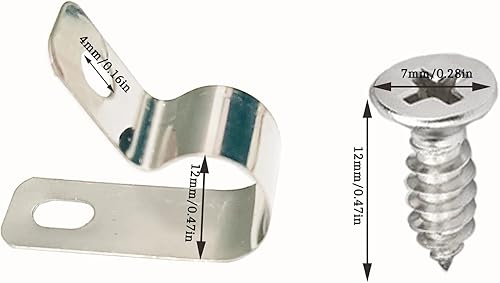 Miniatura 2 de 50 abrazaderas de alambre de acero inoxidable para cerca (calibre 12-16) con 50 tornillos inoxidables, clips de alambre de acero que montan alambre
