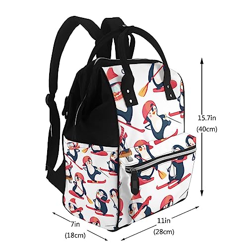 Sac à dos à langer pingouins multicolore pour femme | Taille unique - 2