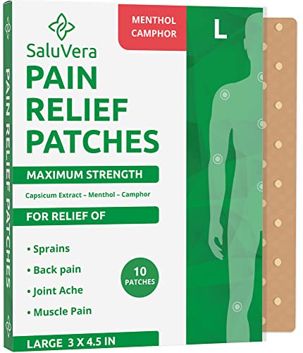 Pain Relief Patches â€“ Maximum Strength Patch - Pain Relieving Patch - Back Patches for Pain - Muscle and Joint Heat Patches for Pain Relief Patch - 10 Hot Pain Patches (L)