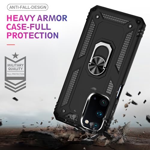 Image of for Samsung Galaxy S20 FE 5G Case with Screen Protector, Military Grade Rugged Shockproof Heavy Duty Galaxy S20 FE Protective Cover for Samsung S20 FE Magnetic Ring Kickstand Phone Case (Black)