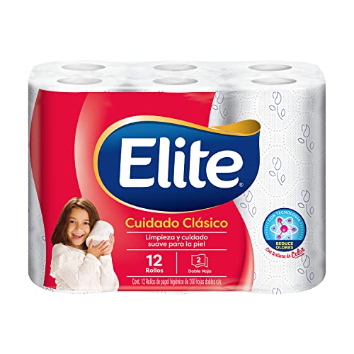 Elite Cuidado Clásico Papel Higiénico Doble Hoja 12 Rollos - Limpieza y Cuidado para tu Piel