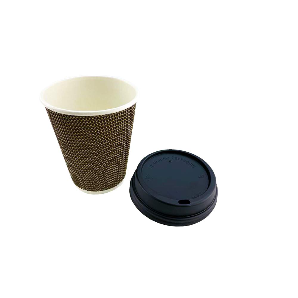 Signature Ripple Hot Cups 12 oz Disposable Coffee Cups for Takeaway