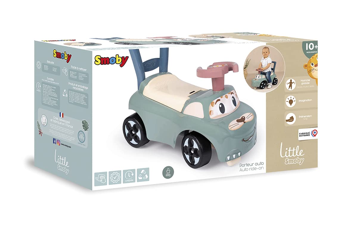 Smoby - Little Smoby - Porteur Auto - Fonction Trotteur - Volant Directionnel - Coffre à Jouets - Dès 10 Mois - Fabriqué en France - 140501, Vert Sauge