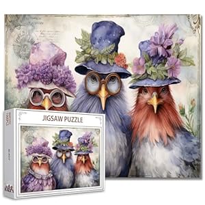 Tucocoo Roosters Family Jigsaw Puzzles for Adults 1000 Pieces, Elegant Chickens Funny Animal Art Jigsaw Puzzle Colorful DIY Puzzles for Home Decoration Gifts, Family Puzzle Perfect for Game Nights