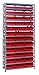 Quantum Storage Systems 1275-109RD Steel Shelving Unit with 4" Shelf Bins, 12" D x 36" W x 75" H, Red