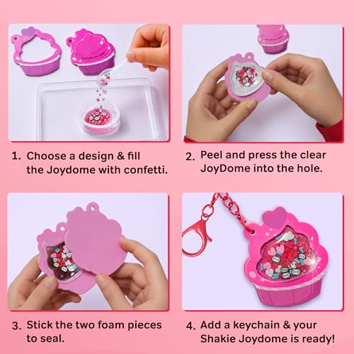 Image of Chalk and Chuckles Joydomes Tokens of Love - DIY Shaker Keychains & Bag Charms with Hidden Surprise Messages, Confetti Art & Craft Kit, Birthday Gift for Girls & Boys Ages 5, 6, 7, 8, 9, 10