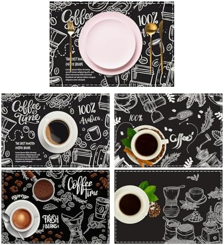 4 pezzi tovaglietta con Stampa caffè, 30 x 45 cm Tovagliette lava...