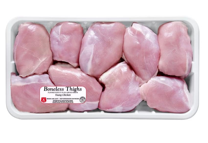 Boneless Skinless Thighs are the fastest growing chicken item as many consumers turn to this item as it has plenty of flavor and is a very nice eating experience. Are very versatile and are great on the grill with your favorite marinade or just plain, in your favorite Stir Fry recipe, or baked in your favorite casserole. Boneless Skinless Thighs have 69% less fat than regular thighs, so they are a great option if you are looking to cut calories. [ 56 oz , 3.5 lb ]