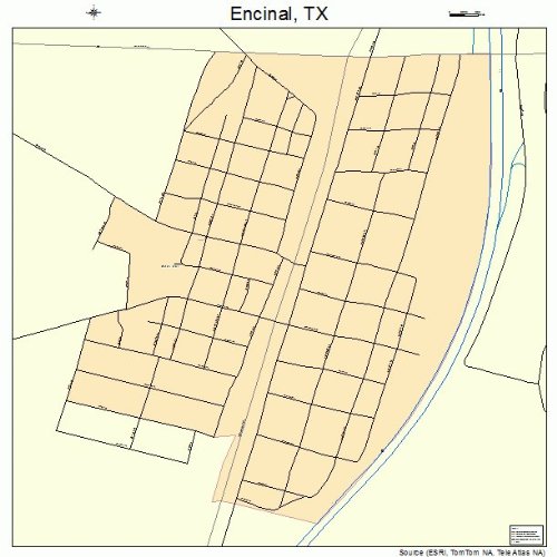 Large Street & Road Map of Encinal, Texas TX Printed poster size wall