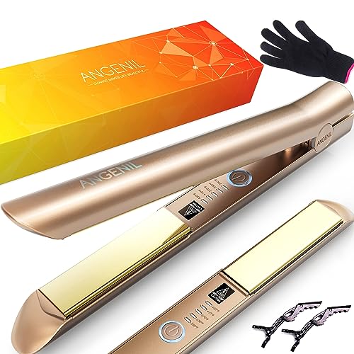 Image of ANGENIL Nano Titanium Flat Iron Straightener and Curler 2 in 1, Fast Heating, Dual Voltage 1 Inch Styling Iron for All Hair Types