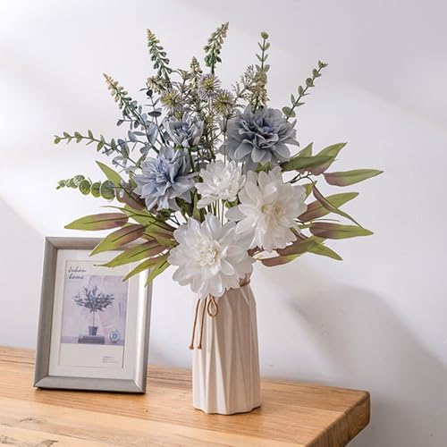 Artificial Flowers Faux Silk Flower Dahlia Flowers Fake Plants Arrangements Wedding Bouquets Decorations Table Centerpieces for Home Kitchen Garden Party Decoration image 1
