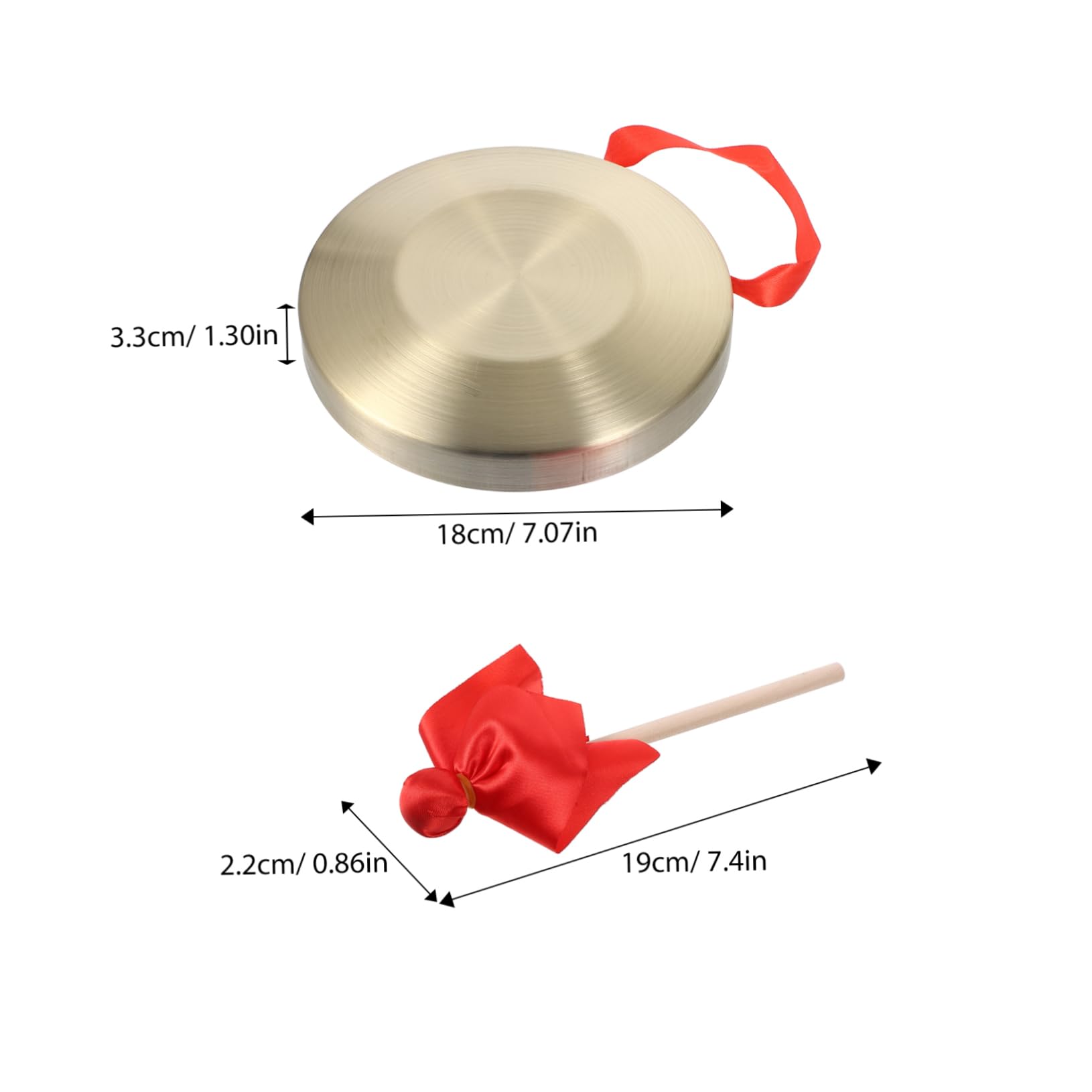 Totority Traditional Chinese Gong Instrument Hand Gong Toys Portable Percussion Mallet for Boys and Girls Parties Music Lessons