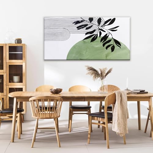 Image of TAIJXAGSG Canvas Art Wall Decor Boho Green Wall Art For Living Room Modern Century Canvas Prints Paintings Pictures Botanical Bohemain Wall Art For Hotel Home Wall Artwork 24x48 Inch